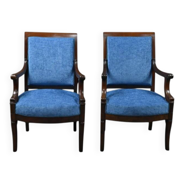 Paire de fauteuils en acajou, époque Restauration – début XIXe