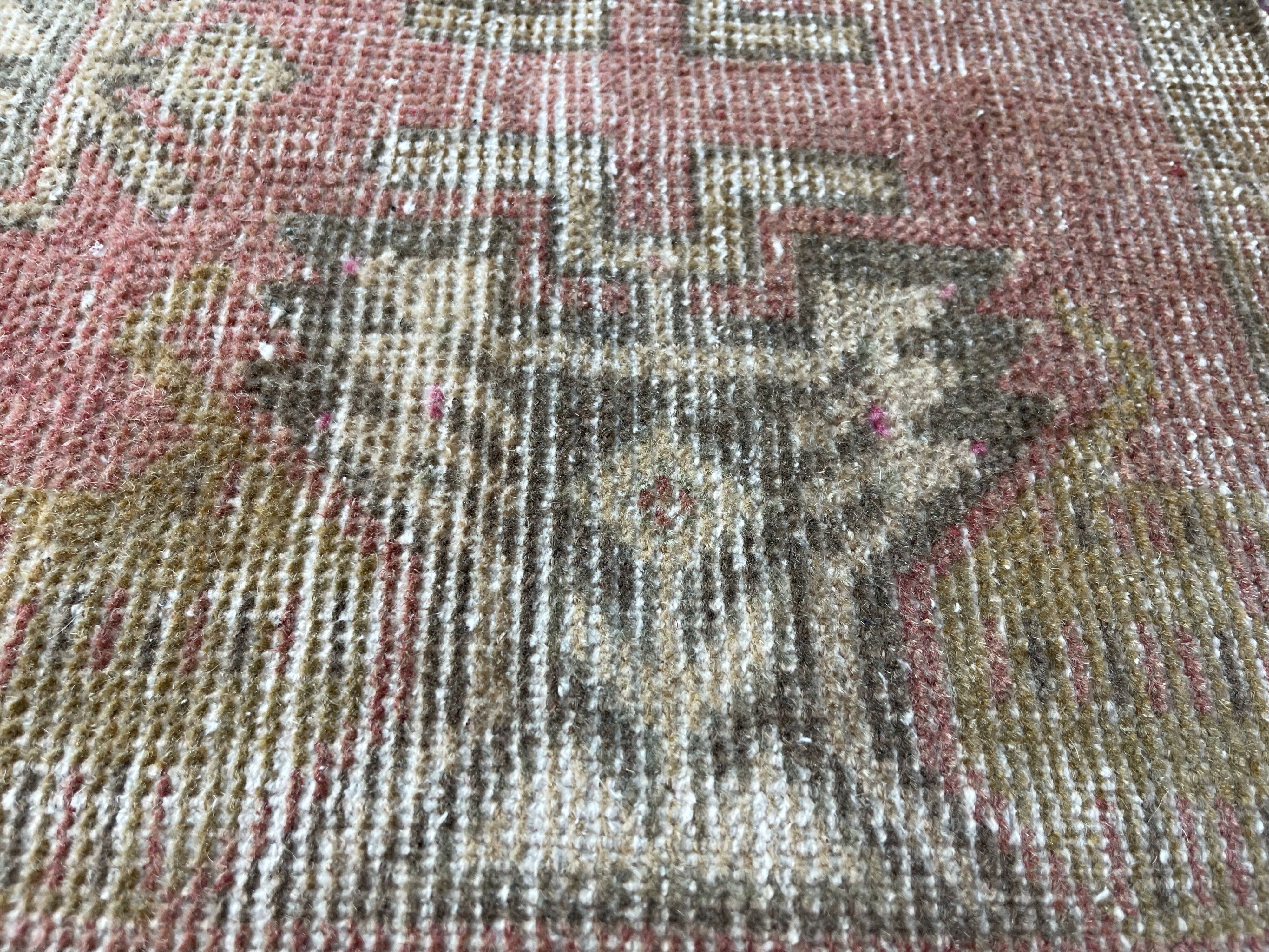 VINTAGE TURKISH PASTEL MINI RUG , 101 x 51 cm