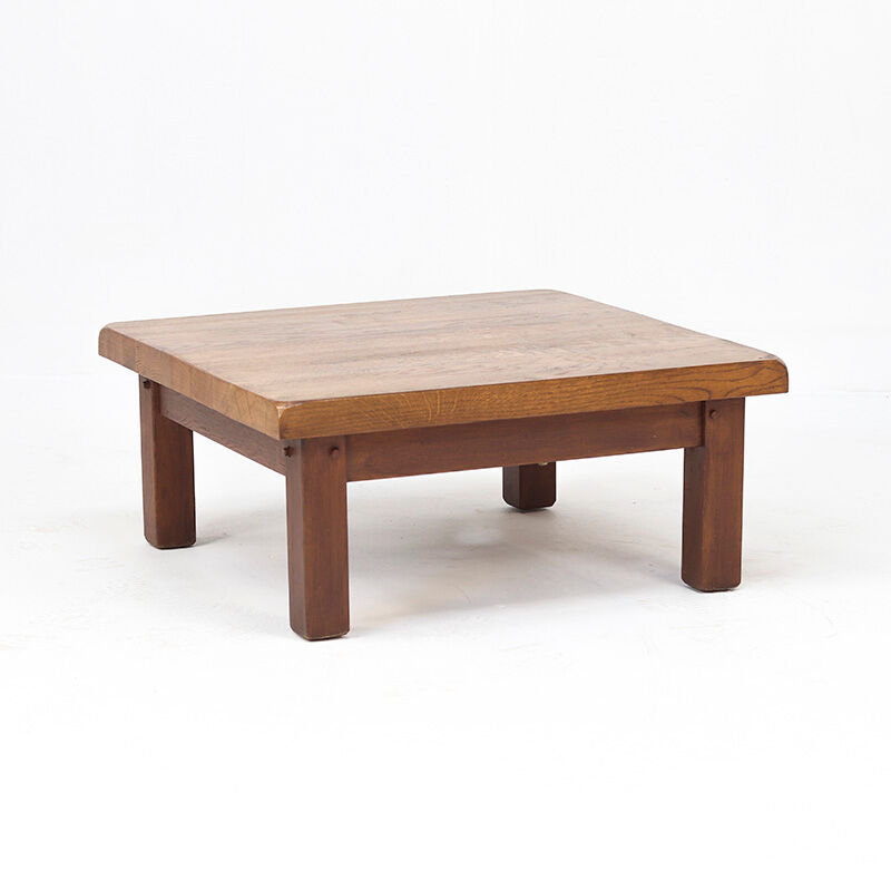 Vintage Rustic Brutalist Mid-Century Coffee Table from Oak