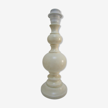 lamp foot solid wood turned white cream patinated vintage