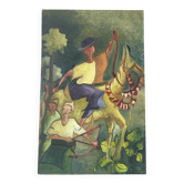 Forest ride, oil on wood panel signed