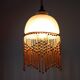 Polished glass and wooden bead pendant light