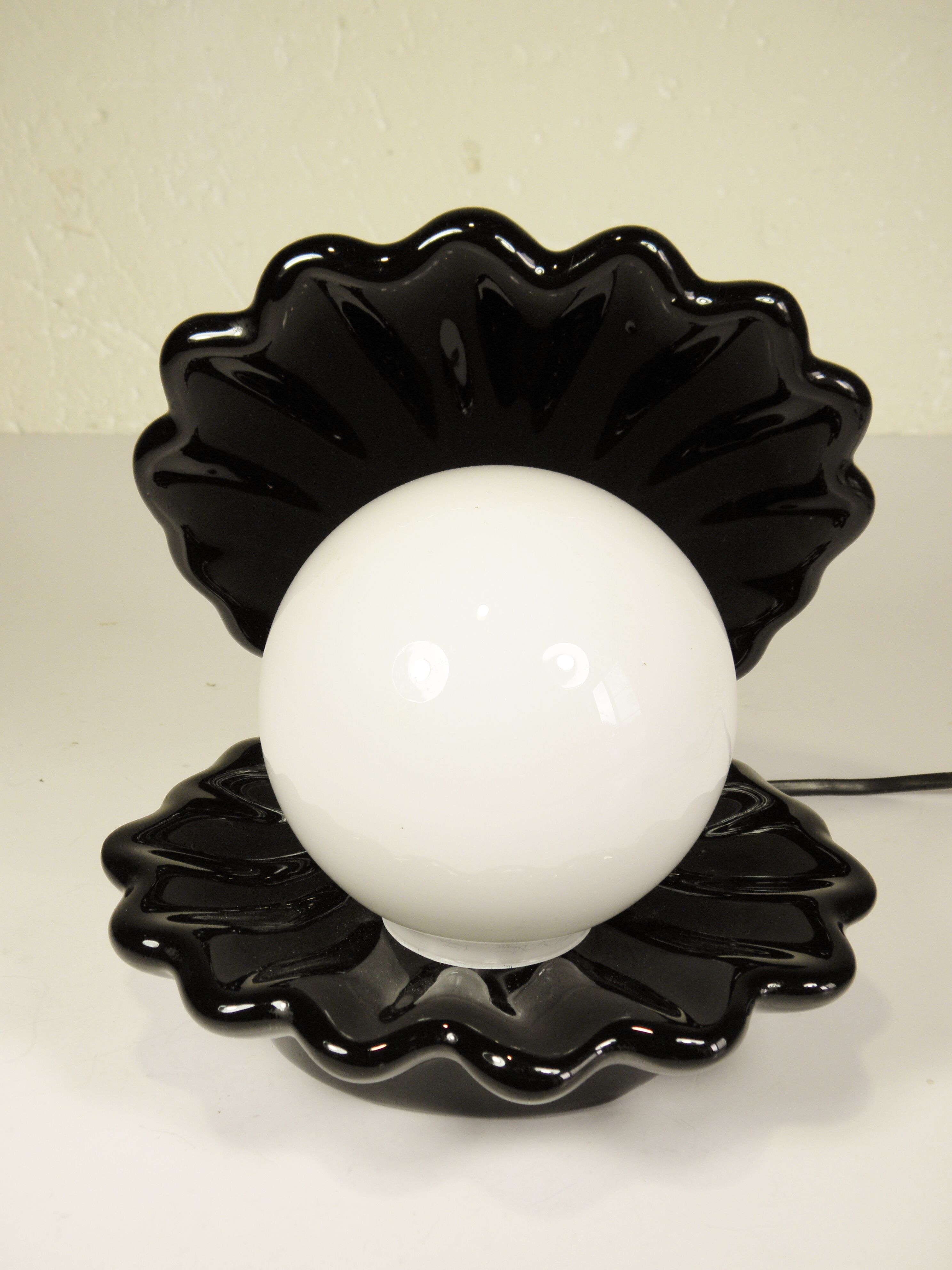 Lampe Coquille céramique et opaline