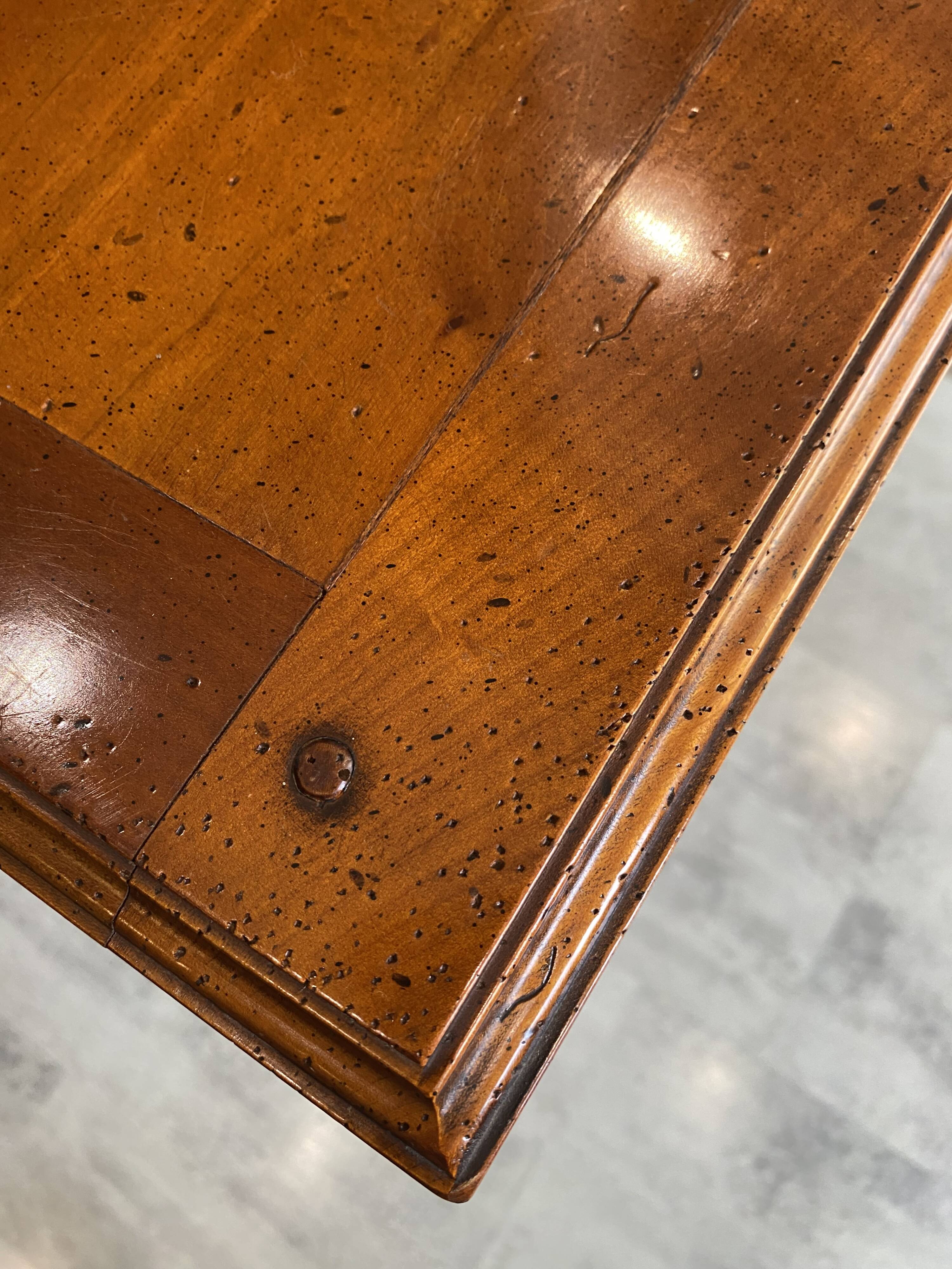 Occasional table in cherry wood, 1 drawer, 1 cane shelf, 1950.