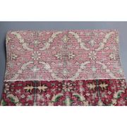 Vintage Turkish Oushak Handmade Wool Cotton Pink Runner 76x200