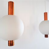 Copper and Glass Pendant Lamps from Hiemstra Evolux, 1960s, Set of 2