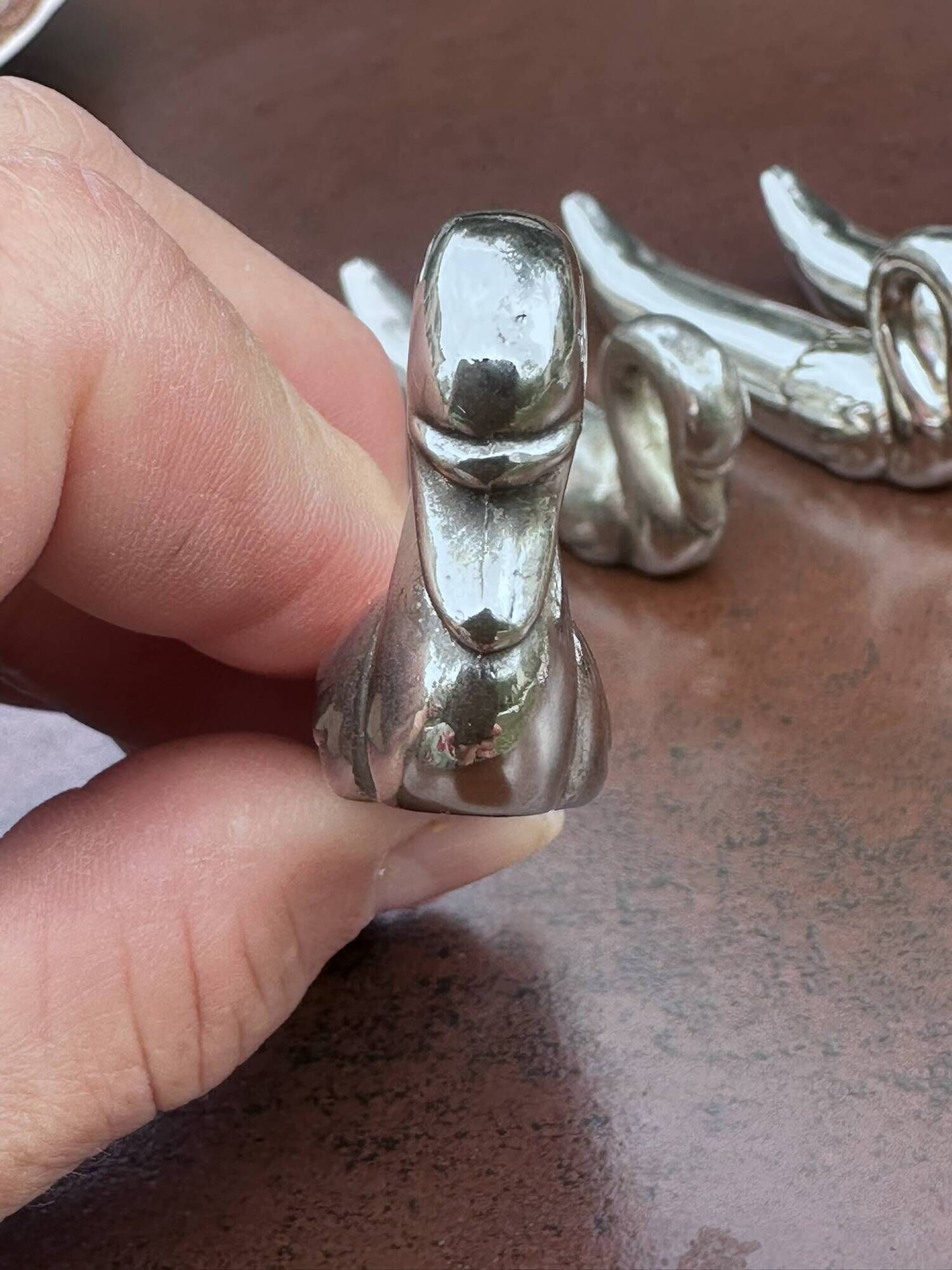 Set of 6 vintage silver-plated swan knife rests
