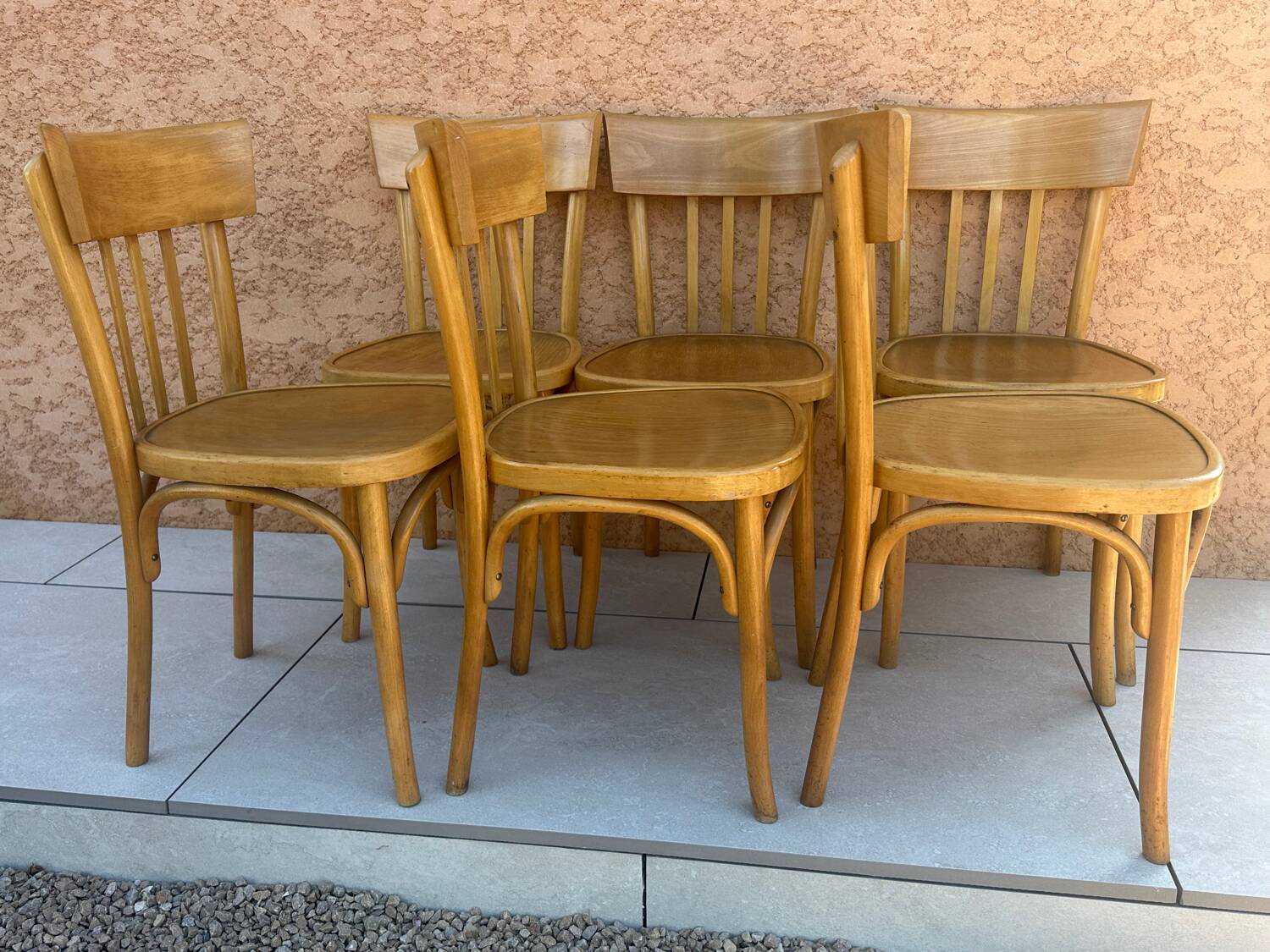 Set of 6 vintage 1960s bistro chairs