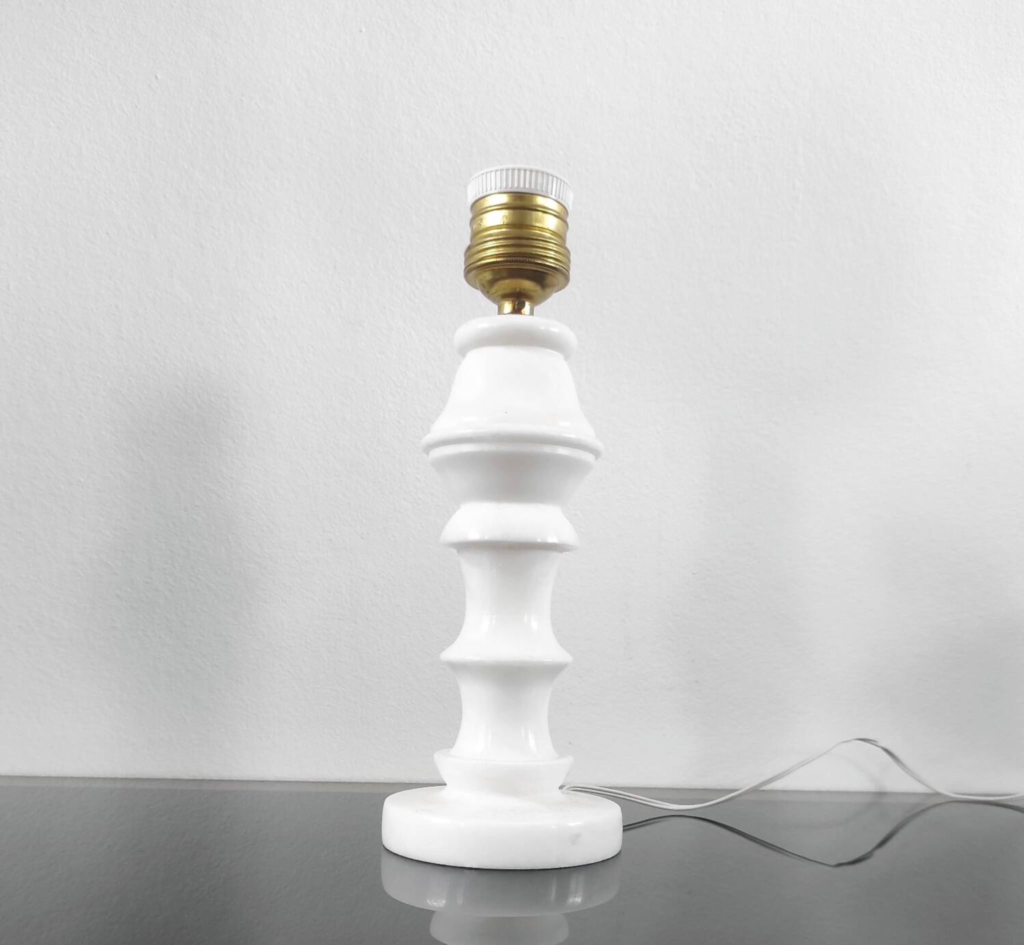Vintage lamp base in white marble