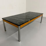 Vintage 1960s Italian design green marble and metal coffee table.