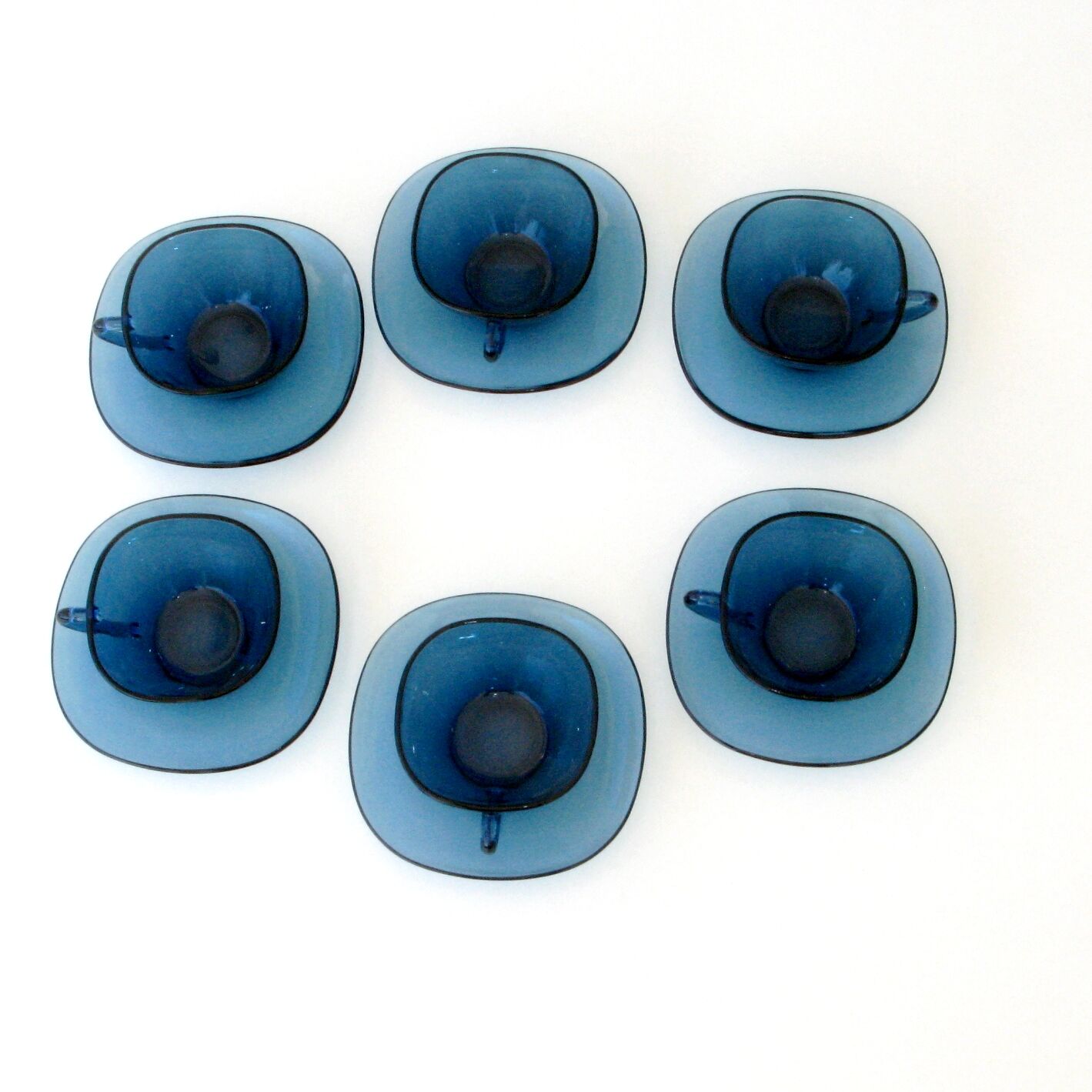 VERECO Coffee Set - Vintage Blue - 6 cups and 6 under cups