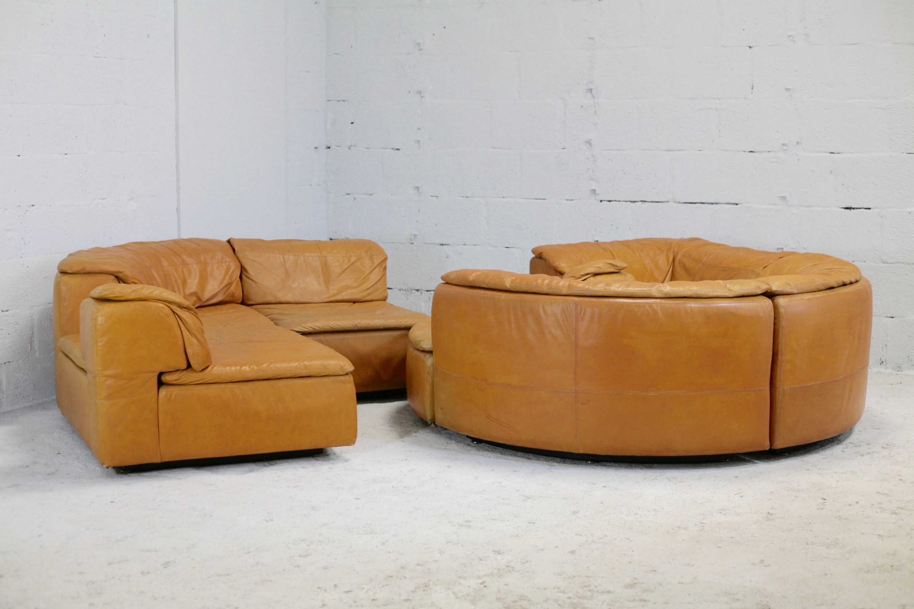 Leather modular sofa, 7 elements, 70s