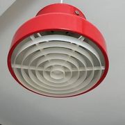 Red bumling pendant light - 70s suede