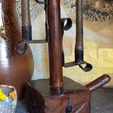 Rustic candle holder Art-popular solid wood and vintage wrought iron