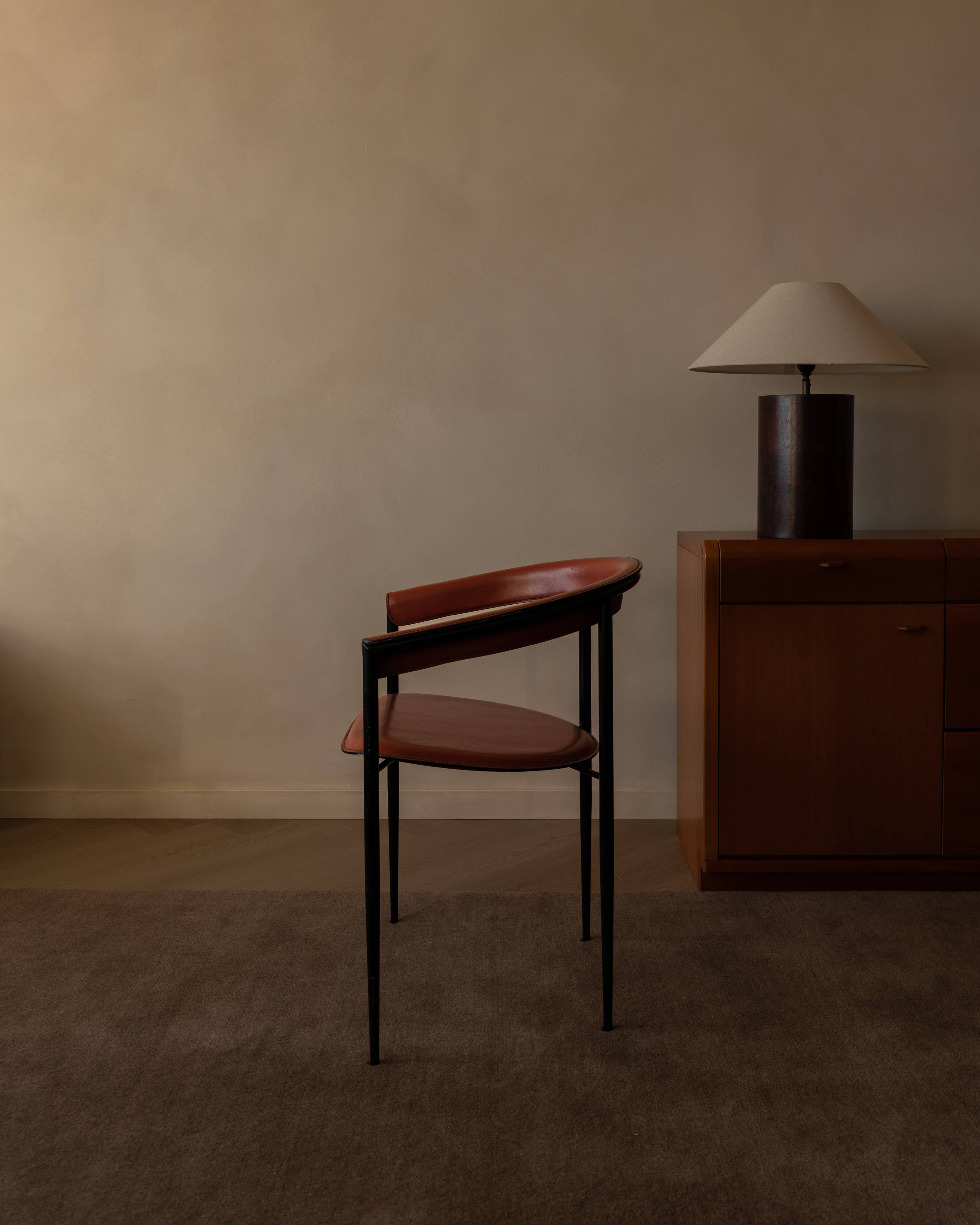 Vintage leather dining chair Arrben Italy, 1980s