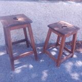 Two vintage wooden stools