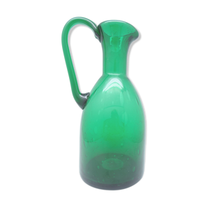 Vase pichet vert en verre soufflé