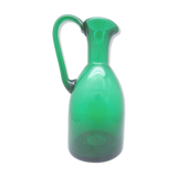 Green blown glass pitcher vase