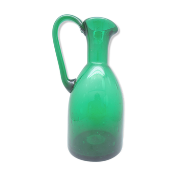 Vase pichet vert en verre soufflé