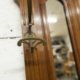 Vestiaire Napoléon III en noyer fin 19e, 3 miroirs, marbre, 8 patères