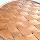 Vintage rattan and chestnut stool