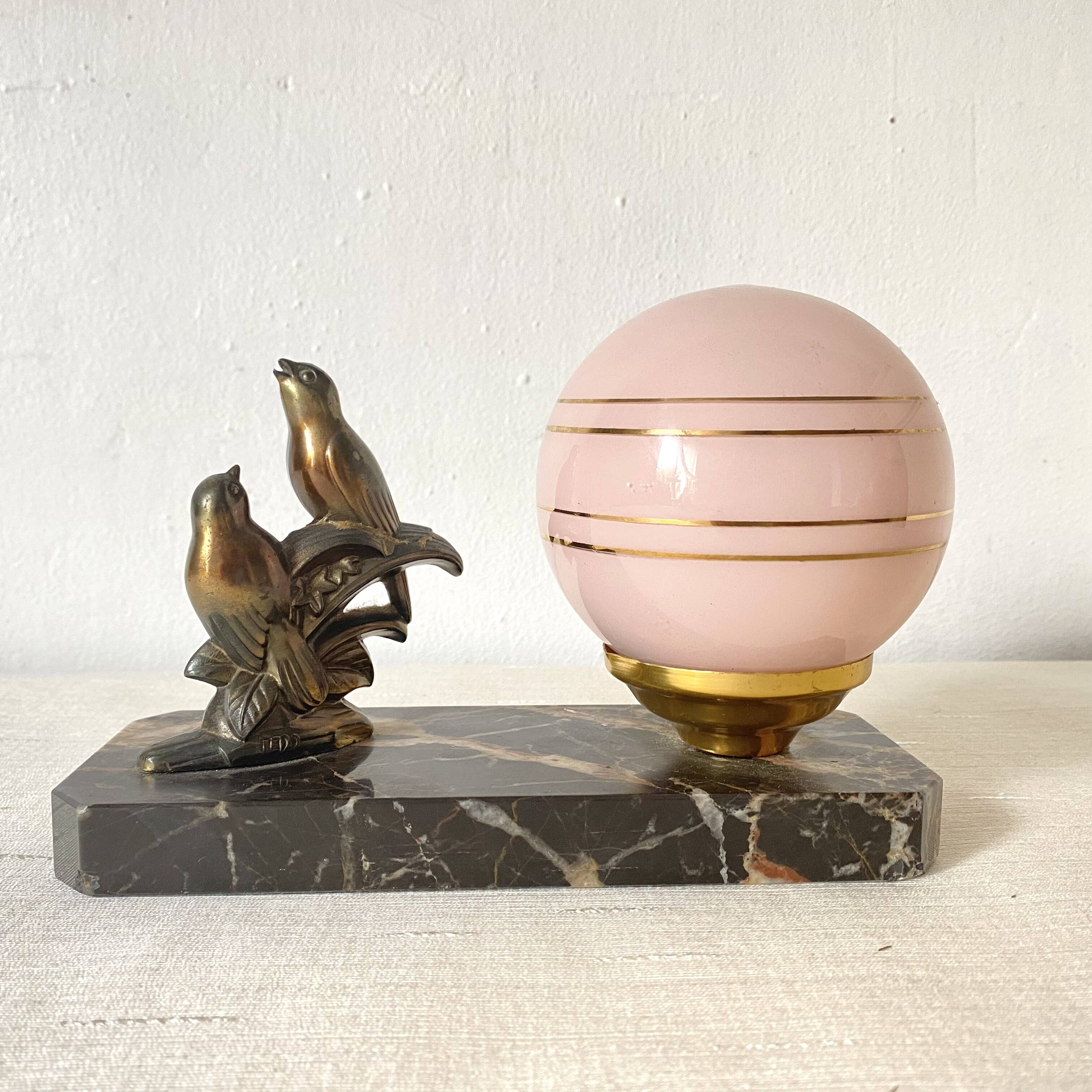 Art deco night light lamp Birds