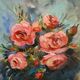 Oil on canvas painting of a bouquet of roses signed Paumier.