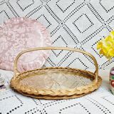 Wicker and glass top