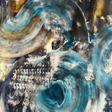 Large abstract painting XXL signed – 105 × 148 cm – Contemporary art