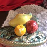Openwork earthenware candy box with fruit slip
