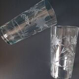 2 antique engraved glass cups