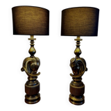 Ensemble de régence hollywoodienne grote tafellampen, design Paardenhoofd, Deknudt