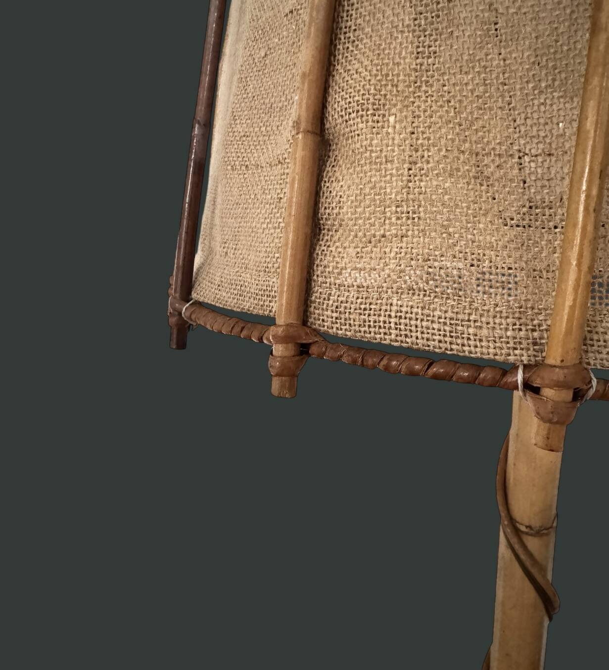Louis Sognot vintage bamboo rattan floor lamp