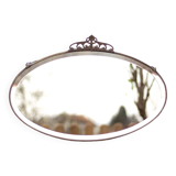 Art nouveau bronze mirror, art deco mirror, oval mirror, beveled mirror, wall decoration, mirror
