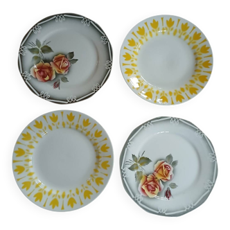 4 antique flat plates from Digoin and Sarreguemines