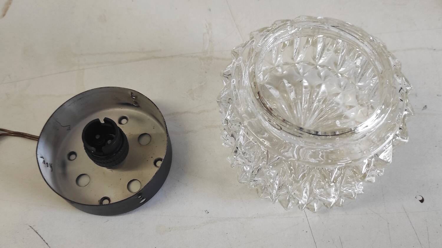 Molded glass ceiling or wall light - 60s/70s