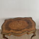 Table d'appoint vintage bois marqueté et laiton