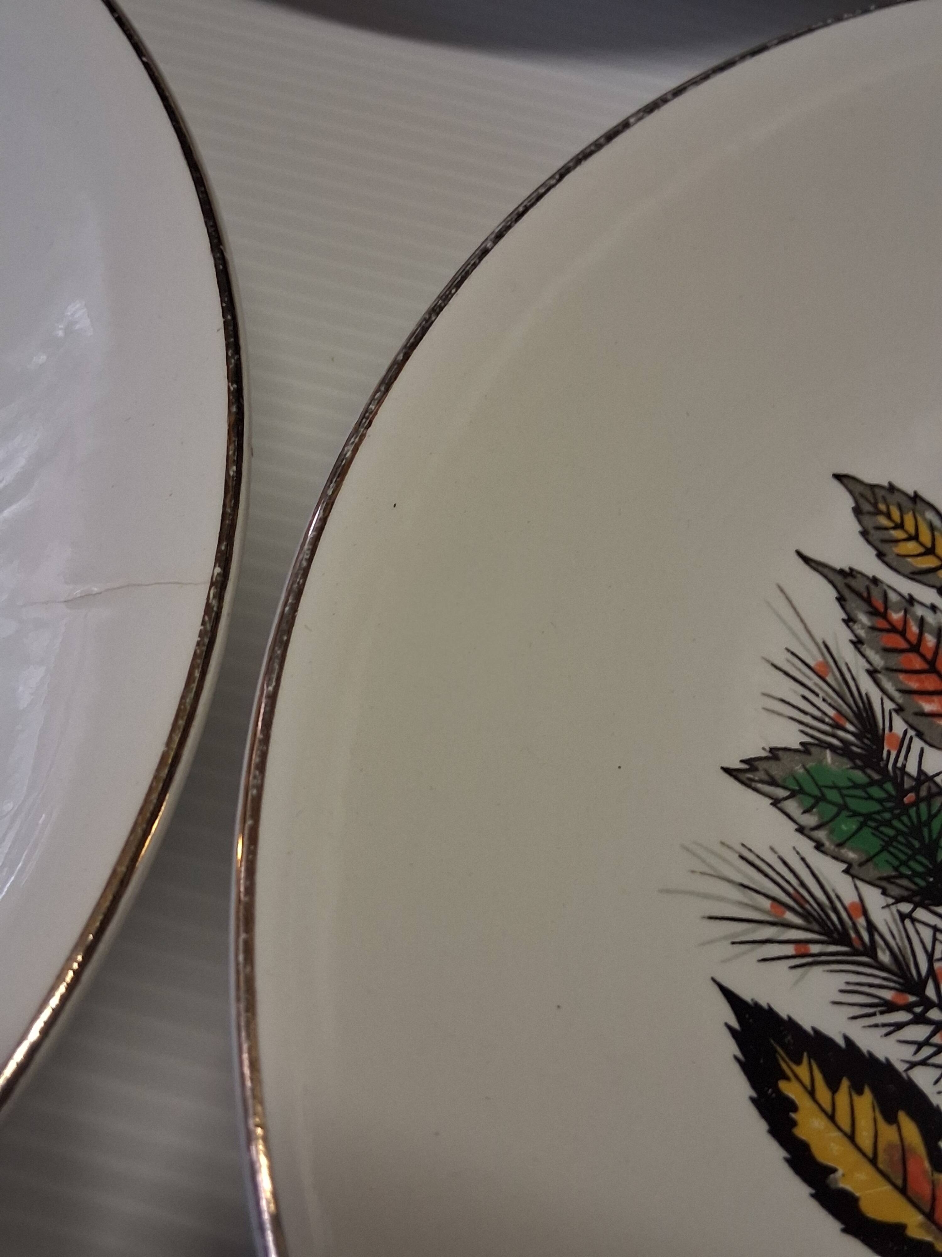Set of 6 flat plates from Digoin Sarreguemines in good condition.