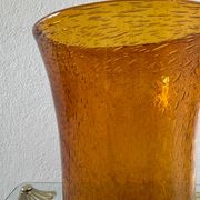 Large amber bubble glass vase from the 60s