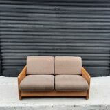 Sofa 2 places blond oak USA 1980