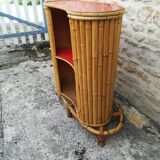 Bamboo tiki bar and two stools
