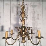 Bronze and crystal chandelier in the style of the Baguès house