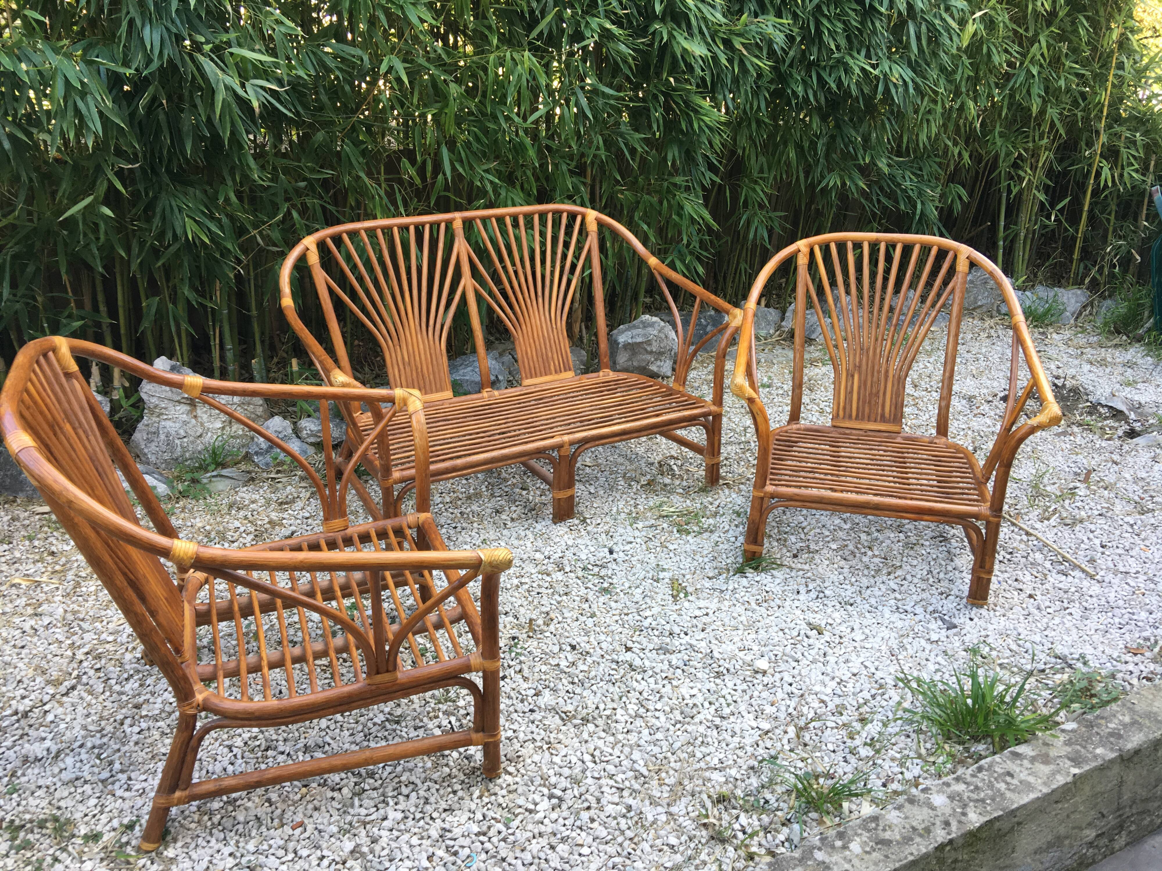 Vintage rattan living room 1970