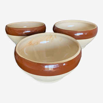 3 old bowls in digoin stoneware
