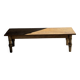 Brown Indonesian teak coffee table, with a border and cylindrical legs H40 L103.