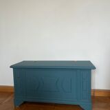 Peacock blue wooden toy chest