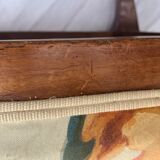 Footrest, wooden and antique floral fabrics