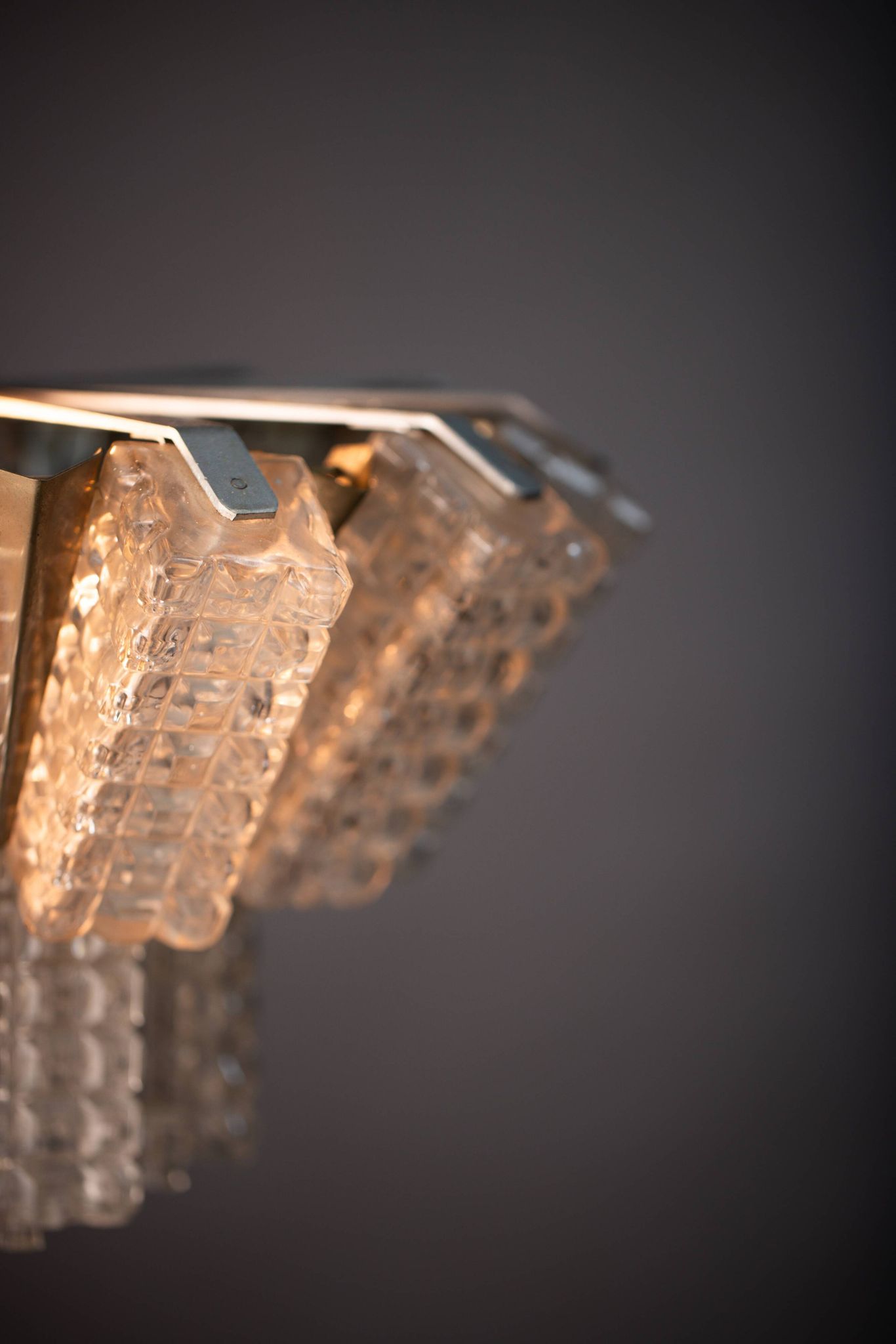 Vintage Austrolux Glass Chandelier: 1960s Mid-Century Modern Pendant Light
