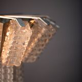 Vintage Austrolux Glass Chandelier: 1960s Mid-Century Modern Pendant Light