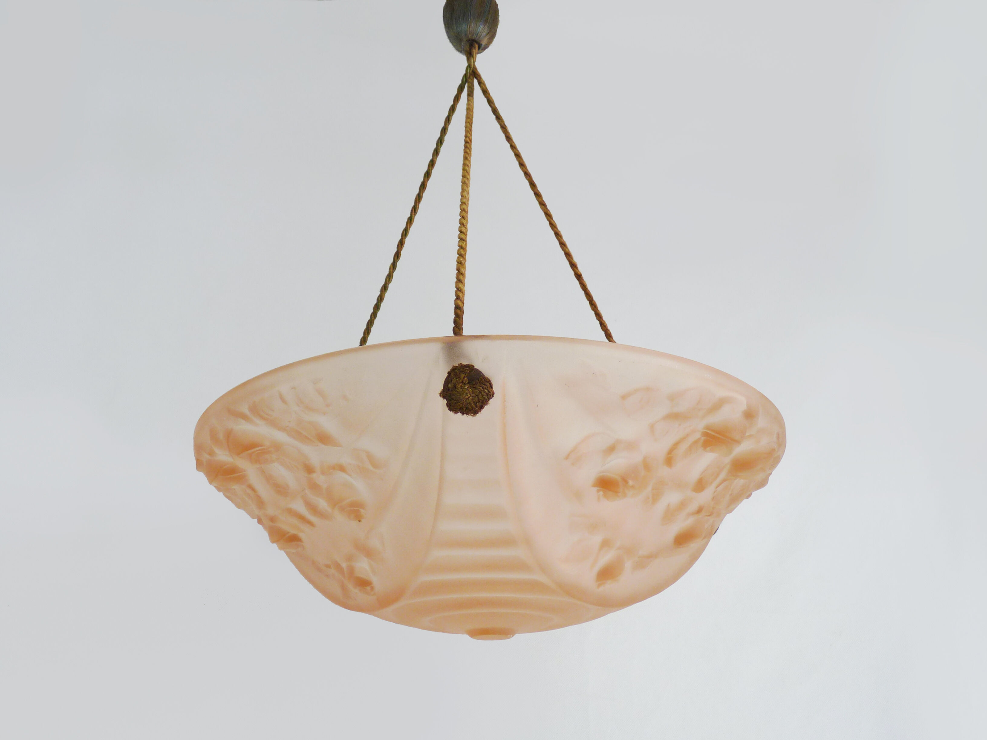 Suspension pink cavasque Art Deco 1 Fire, in glass paste. Year 30